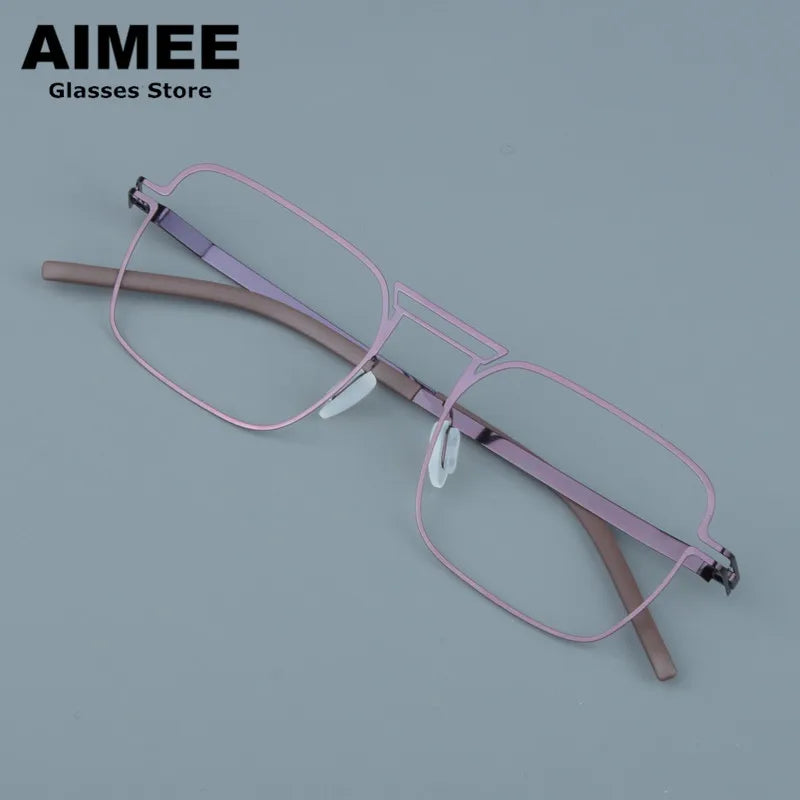 Aimee Unisex Full Rim Square Double Bridge Steel Eyeglasses 14051 Full Rim Aimee Purple  