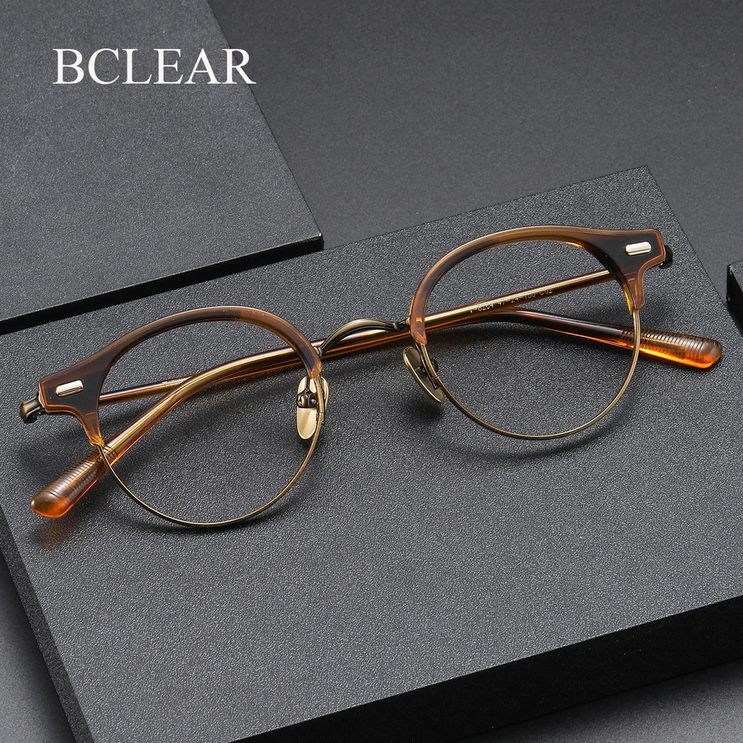 Bclear Unisex Full Rim Round Titanium Eyeglasses SM-V8264