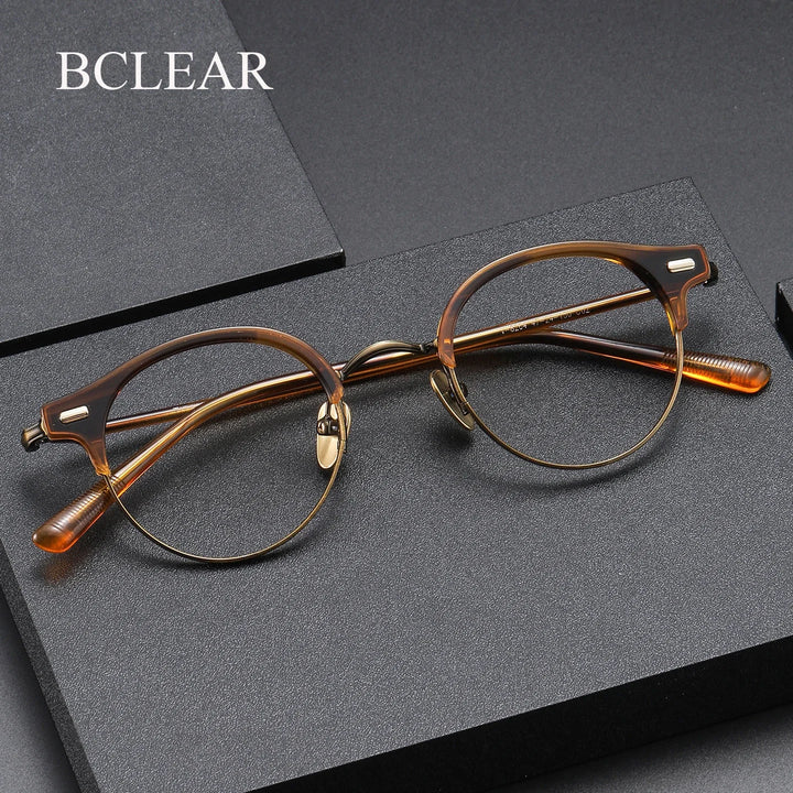 Bclear Unisex Full Rim Round Titanium Eyeglasses SM-V8264