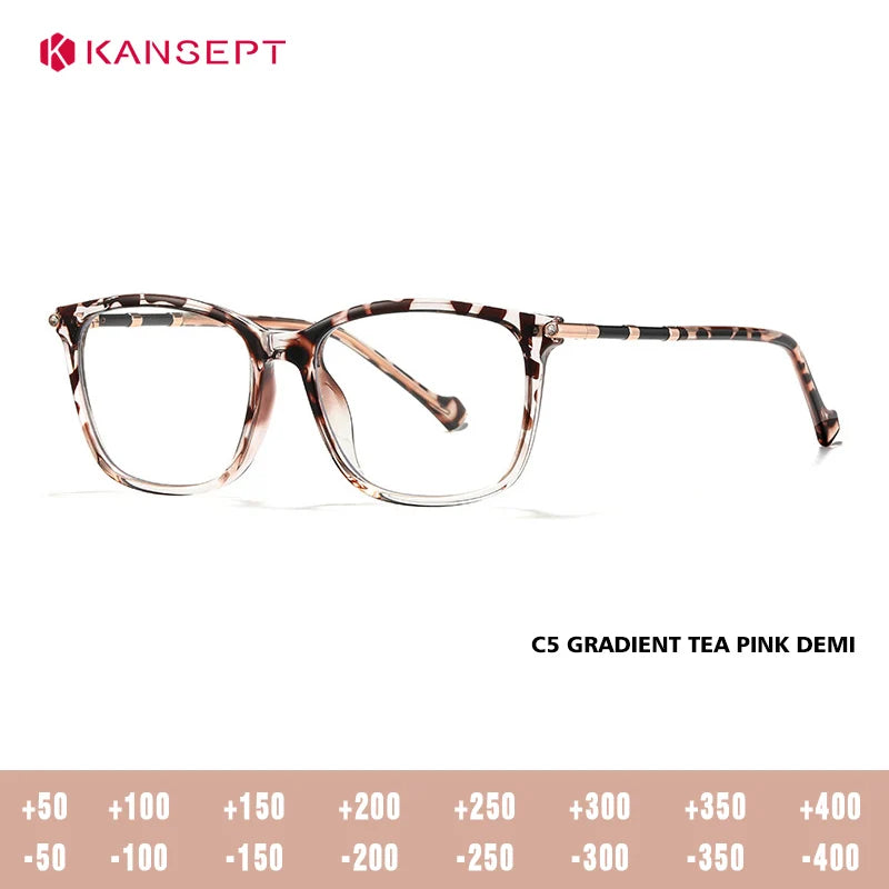 Kansept Women's Full Rim Square Tr 90 Alloy Reading Glasses 427001