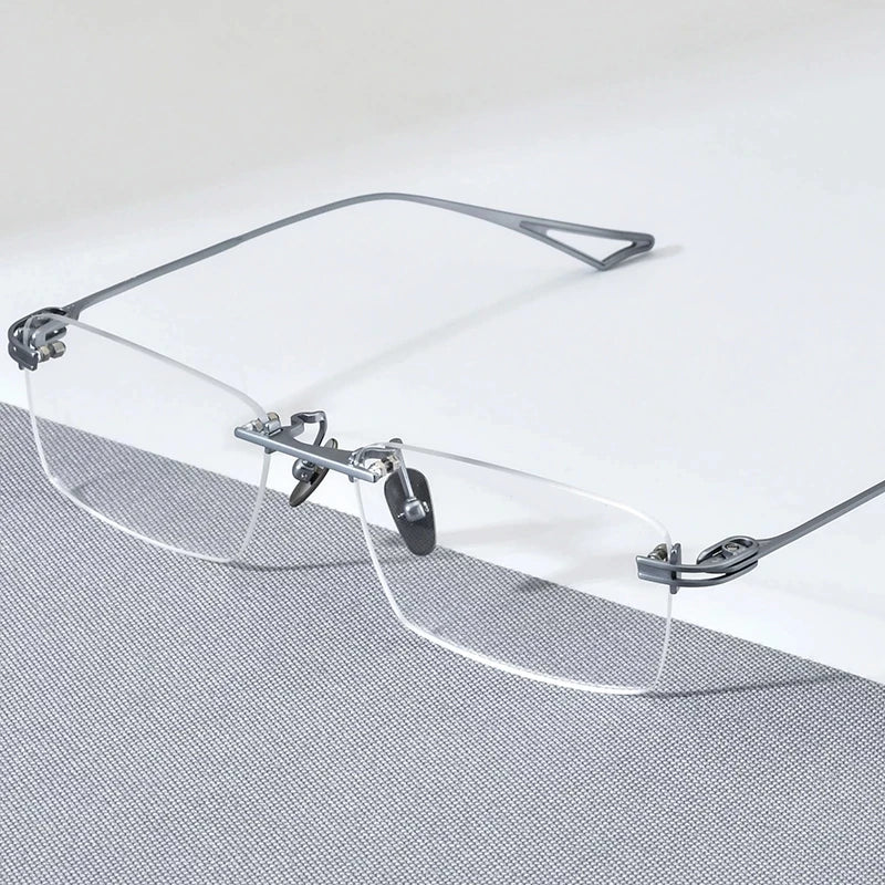 Eleccion Unisex Rimless Square Titanium Eyeglasses 16082