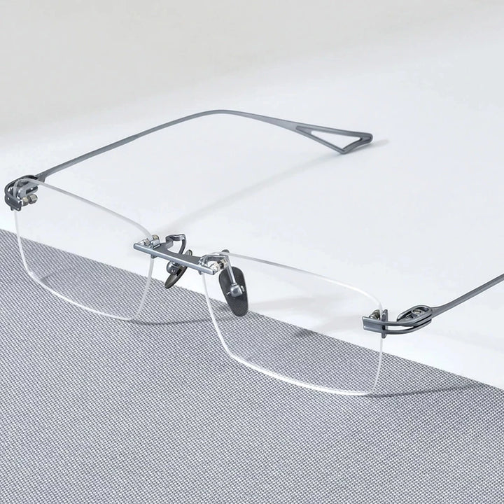 Eleccion Unisex Rimless Square Titanium Eyeglasses 16082