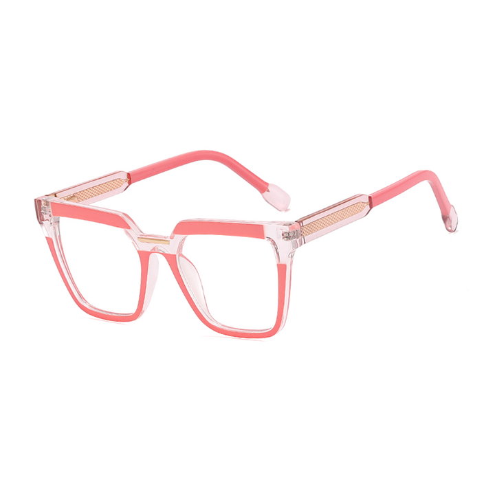 Ralferty Women's Full Rim Square Acetate Eyeglasses F82096 Full Rim Ralferty China C5 Pink 