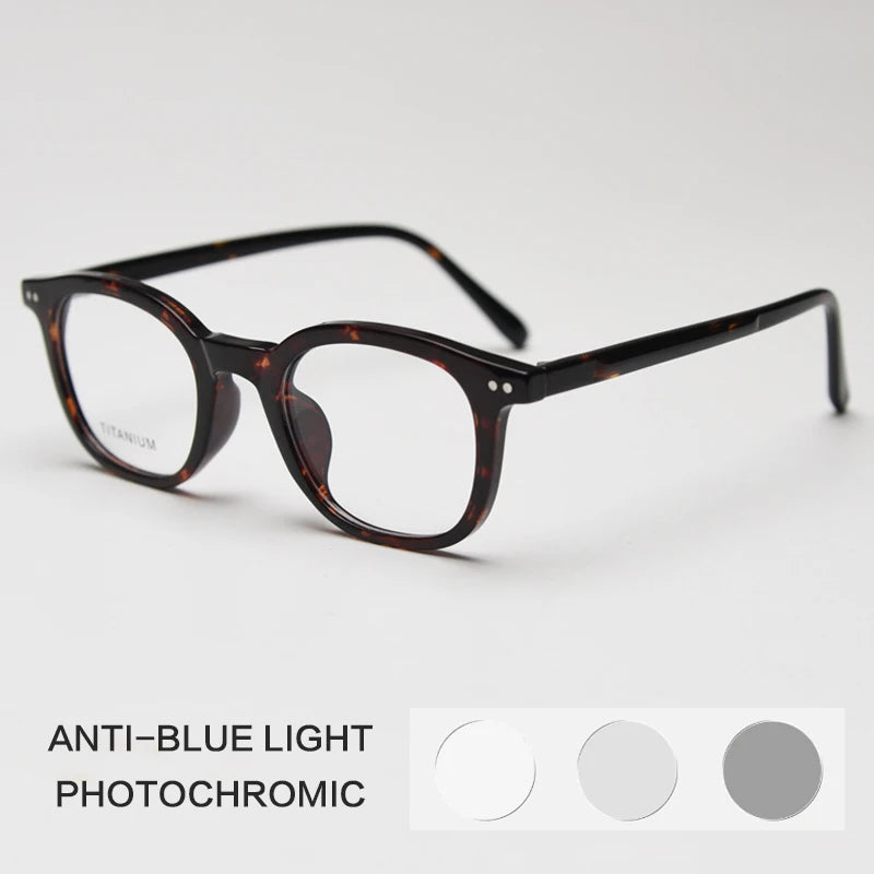 Gatenac Unisex Full Rim Square Tr 90 Titanium Photochromic Reading Glasses 98598