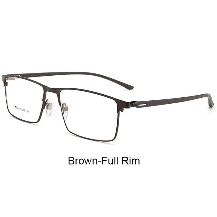 Hotony Men's Full Or Semi Rim Square Tr 90 Alloy Eyeglasses P9960 Full Rim Hotony BrownFullRim  