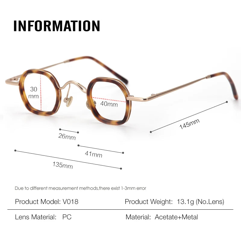 Muzz Women's Full Rim Square Polygon Acetate Alloy Eyeglasses 83109