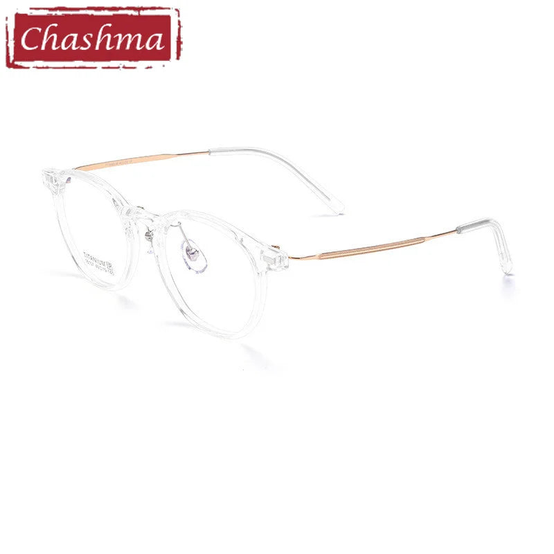Chashma Ottica Unisex Full Rim Round Tr 90 Titanium Eyeglasses 16017 Full Rim Chashma Ottica Transparent  