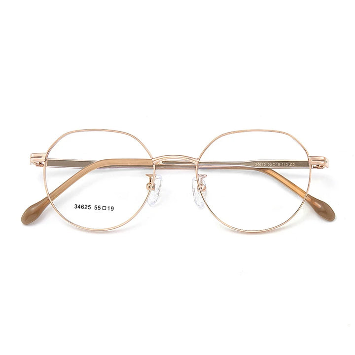 KatKani Women's Full Rim Flat Top Polygon Alloy Eyeglasses 3462 Full Rim KatKani Eyeglasses Rose Gold  