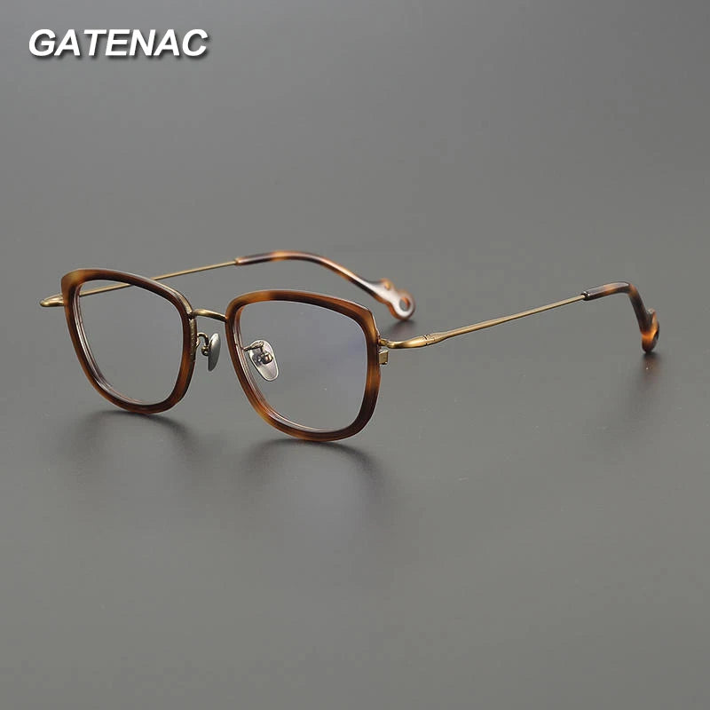 Gatenac Unisex Full Rim Cat Eye Acetate Titanium Eyeglasses Gxyj1458 Full Rim Gatenac   