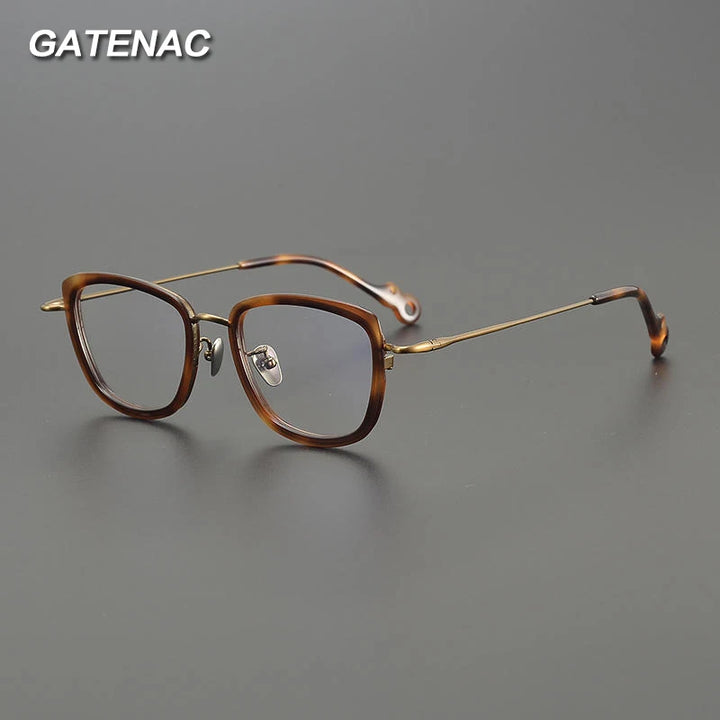 Gatenac Unisex Full Rim Cat Eye Acetate Titanium Eyeglasses Gxyj1458 Full Rim Gatenac   