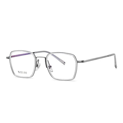 Ralferty Women's Full Rim Square Titanium Acetate Eyeglasses 92321 Full Rim Ralferty C2 Clear Gun CHINA