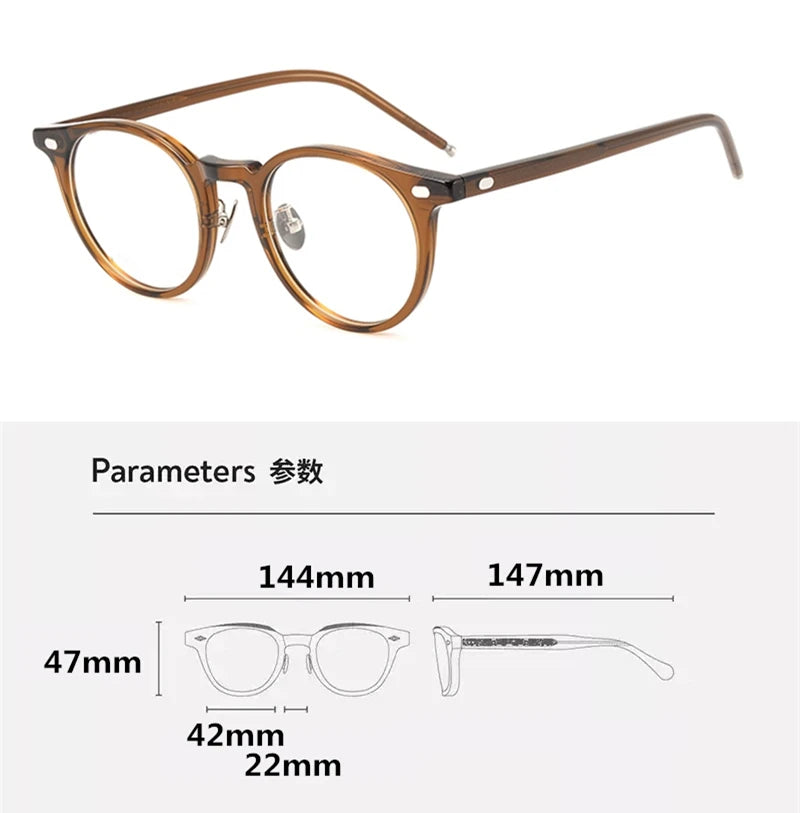 Black Mask Unisex Full Rim Round Acetate Titanium Eyeglasses 49203 Full Rim Black Mask