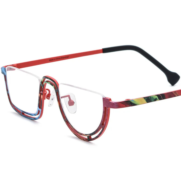 Nobler Women's Semi Rim Flat Top Square Titanium Eyeglasses 185898