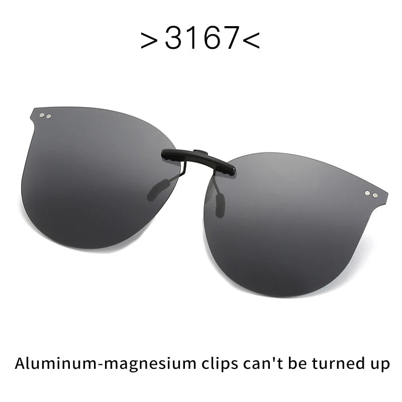 Vicky Unisex Rimless Oval Alloy Polarized Clip On Or Flip Up Sunglasses V003 Clip On Sunglasses Vicky 67magnesium aluminum  