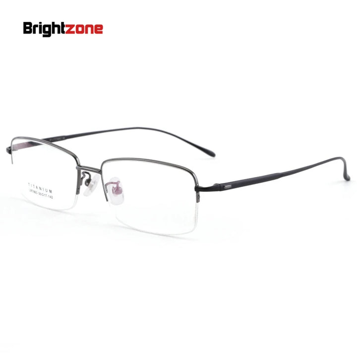 Brightzone Unisex Semi Rim Square Oval Titanium Eyeglasses 77803 Semi Rim Brightzone