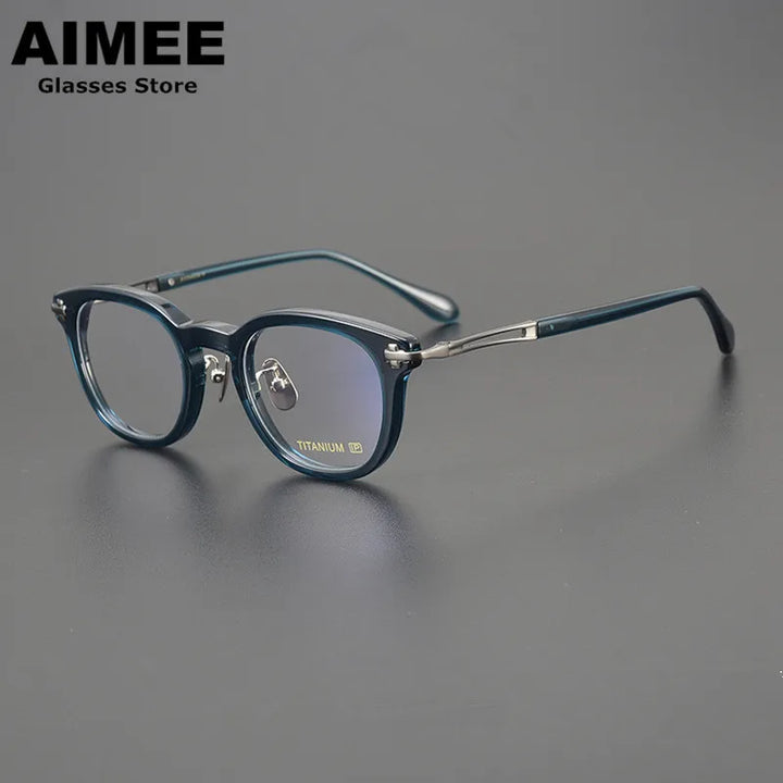 Aimee Unisex Full Rim Square Titanium Thick Acetate Eyeglasses 4722 Full Rim Aimee   