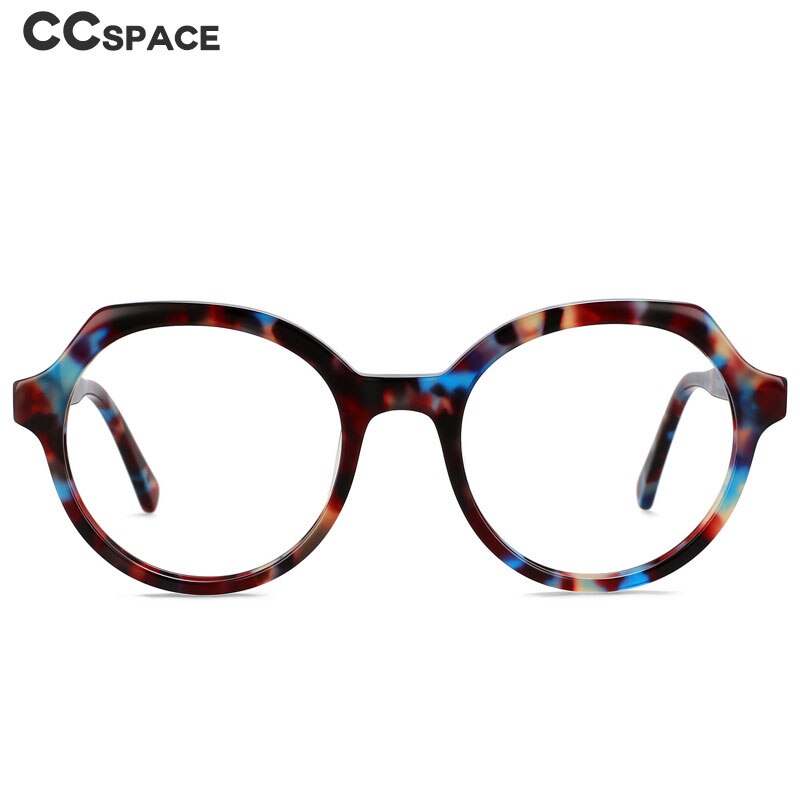 CCspace Unisex Full Rim Irregular Round Acetate Eyeglasses 55911 Full Rim CCspace   