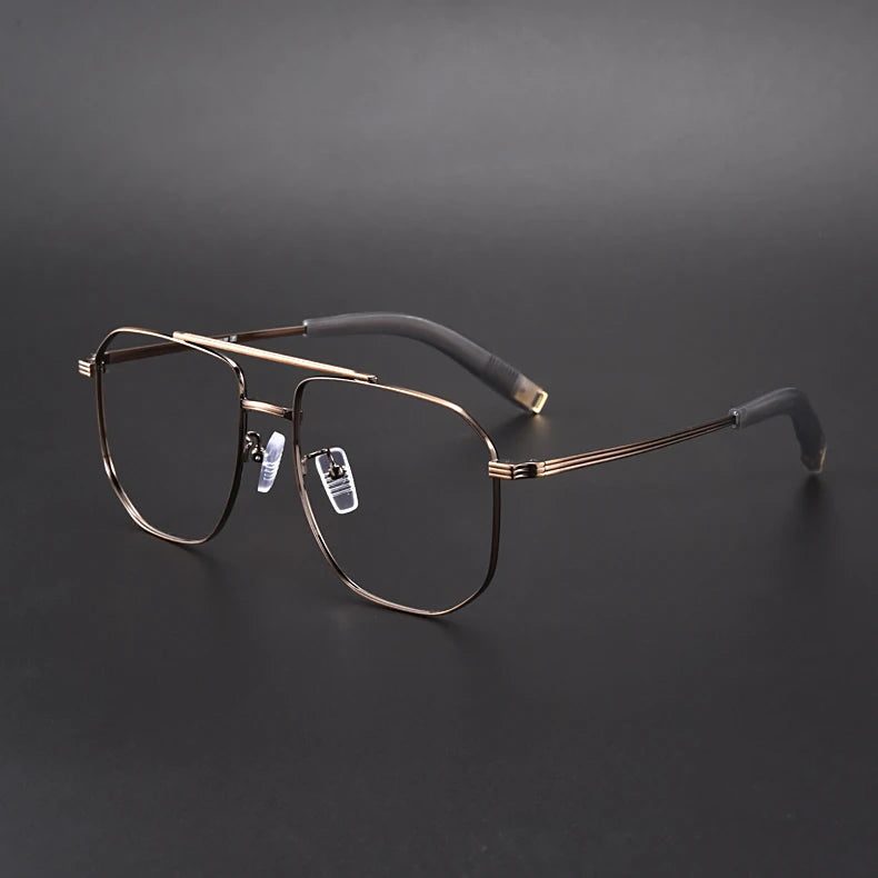 Muzz Unisex Full Rim Square Double Bridge Titanium Eyeglasses 40942 Full Rim Muzz Brown  