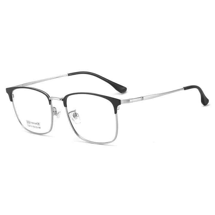 Zirosat Men's Full Rim Square Titanium Eyeglasses 36113 Full Rim Zirosat black-silver  