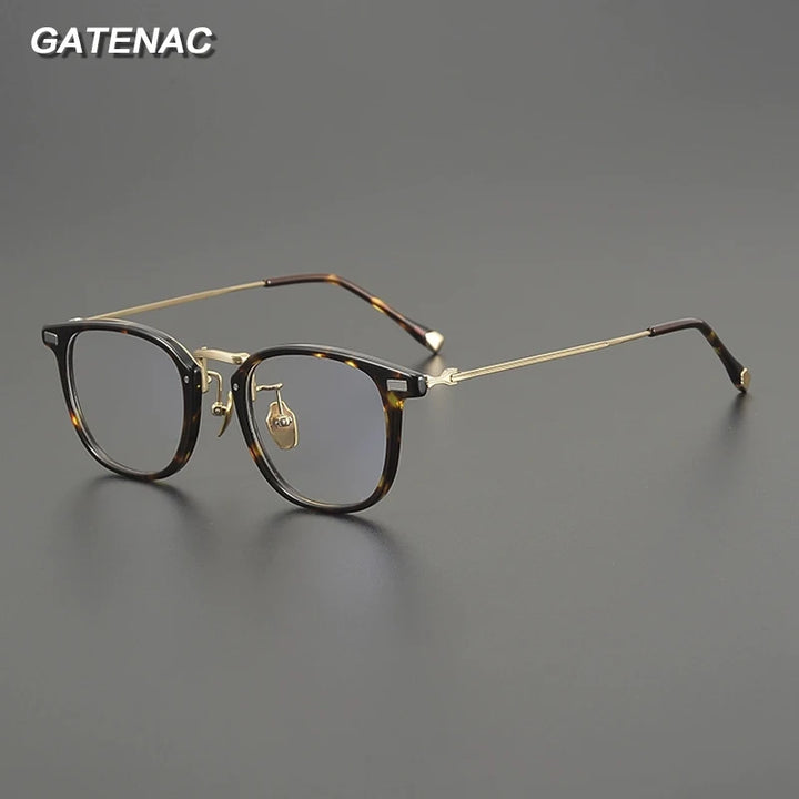Gatenac Unisex Full Rim Round Square Acetate Titanium Eyeglasses G8003