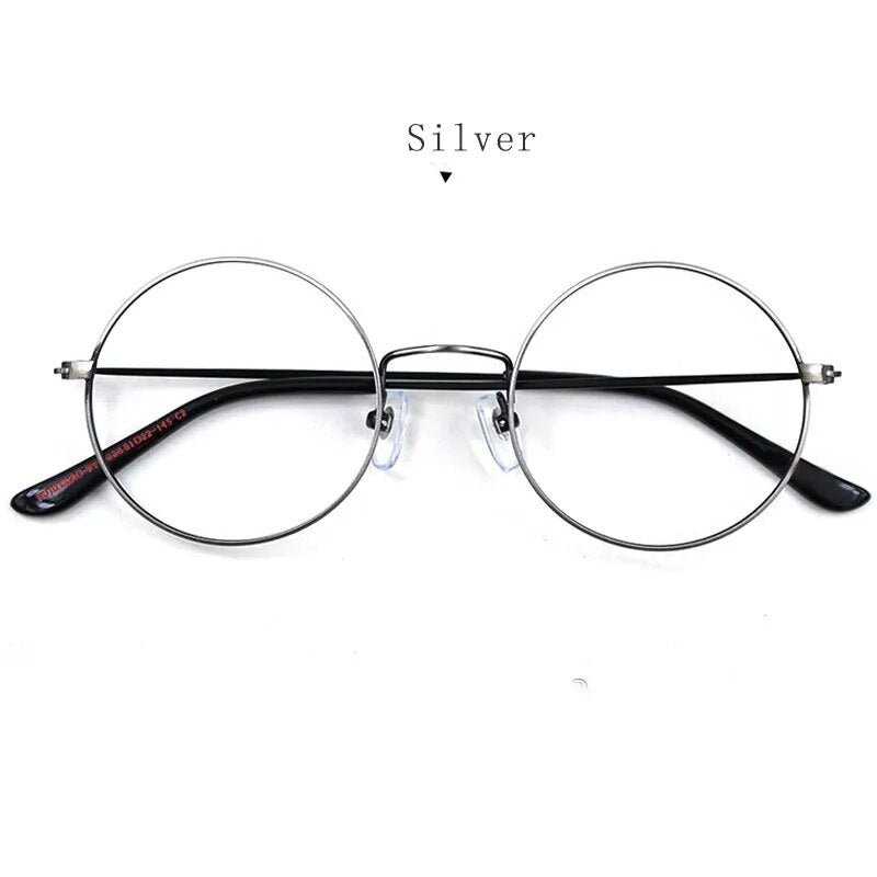 Hdcrafter Unisex Full Rim Round Titanium Eyeglasses 2282 Full Rim Hdcrafter Eyeglasses Silver  