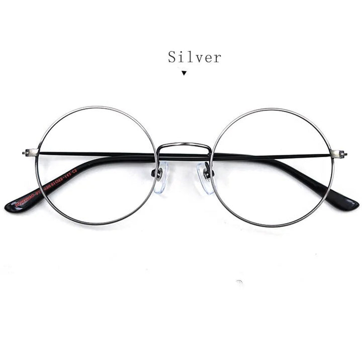 Hdcrafter Unisex Full Rim Round Titanium Eyeglasses 2282 Full Rim Hdcrafter Eyeglasses Silver  