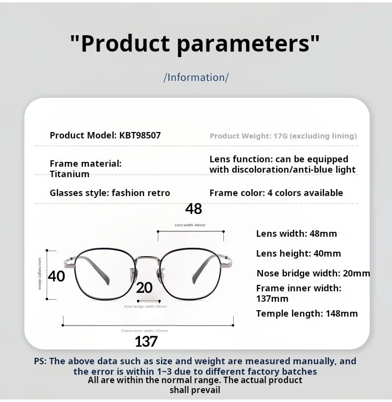 Xbora Women's Full Rim Flat Top Round Titanium Eyeglasses 98507