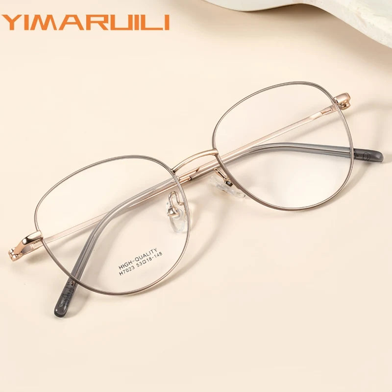 Yimaruili Unisex Full Rim Cat-Eye Pure Titanium Eyeglasses H7023X — view 1 | Yimaruili at FuzWeb