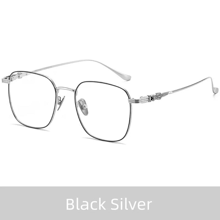 Kocolior Unisex Full Rim Round Square Titanium Hyperopic Reading Glasses 1212 Reading Glasses Kocolior Black Silver 0 