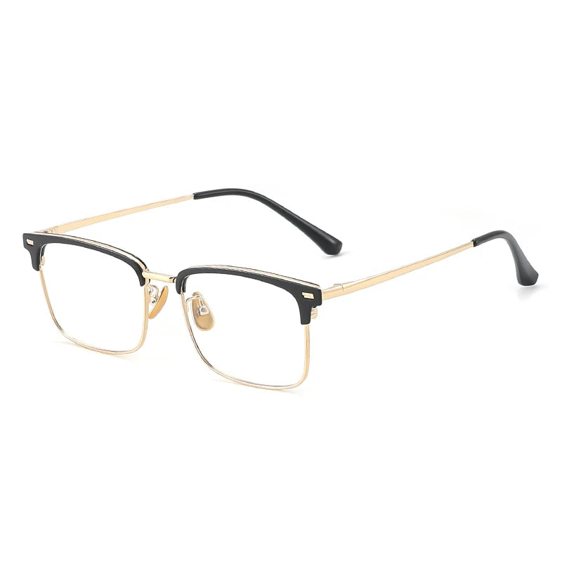 Gmei Unisex Full Rim Square Full Rim Alloy Tr 90 Eyeglasses 8207 Full Rim Gmei Optical C3 Black Golden  