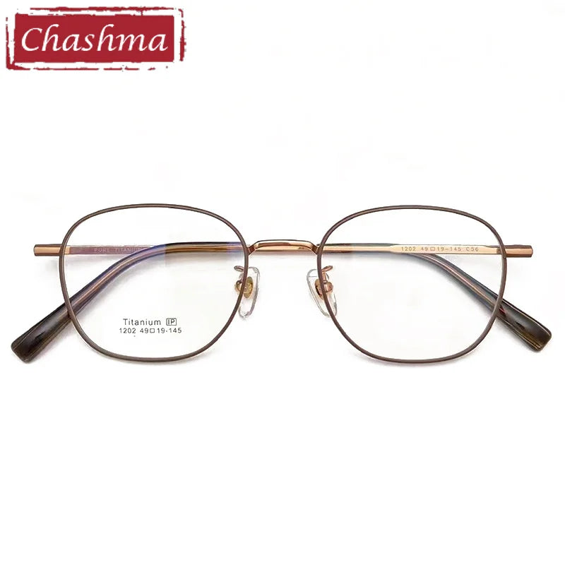 Chashma Ottica Unisex Full Rim Small Round Square Titanium Eyeglasses 1202 Full Rim Chashma Ottica   