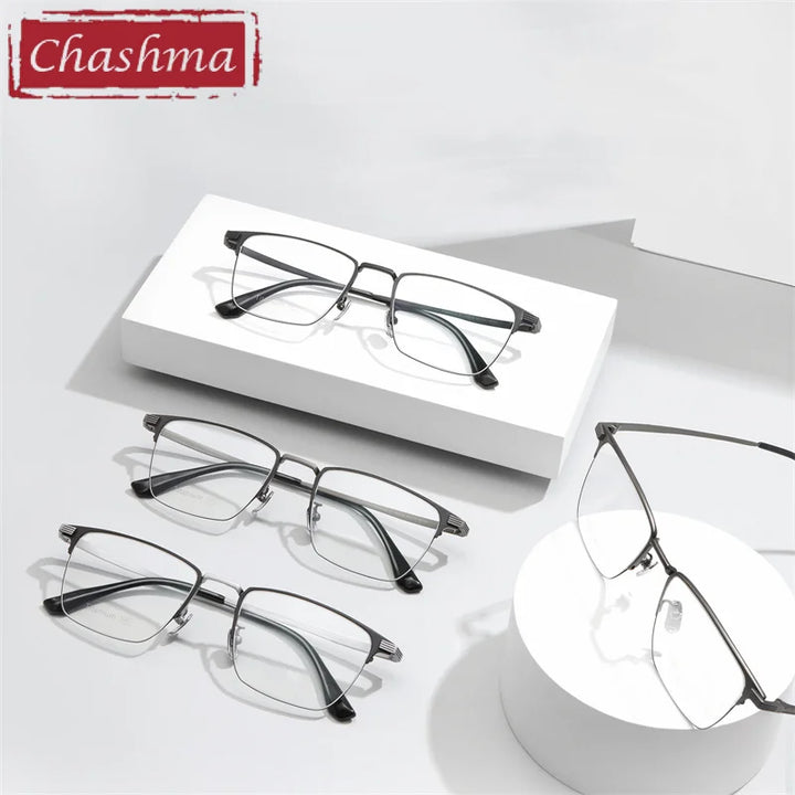 Chashma Ottica Unisex Semi Rim Square Titanium Eyeglasses 2209 Semi Rim Chashma Ottica   