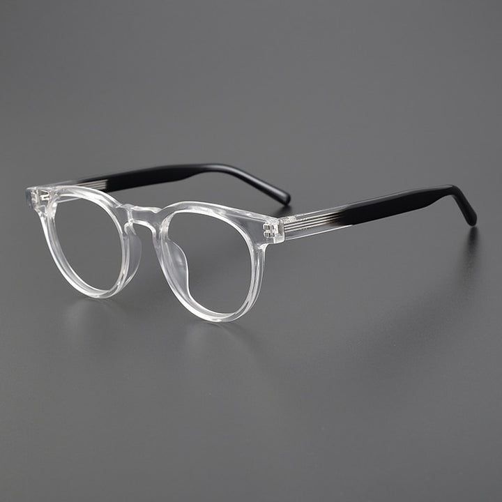 Gatenac Unisex Full Rim Round Acetate Eyeglasses Gxyj1030 Full Rim Gatenac Transparent  