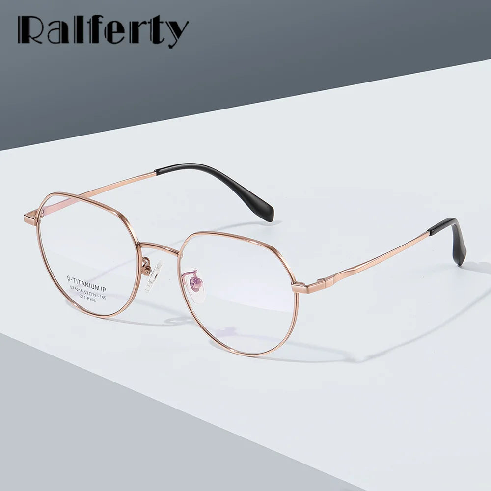 Ralferty Women's Full Rim Flat Top Oval Titanium Eyeglasses R6215 Full Rim Ralferty   