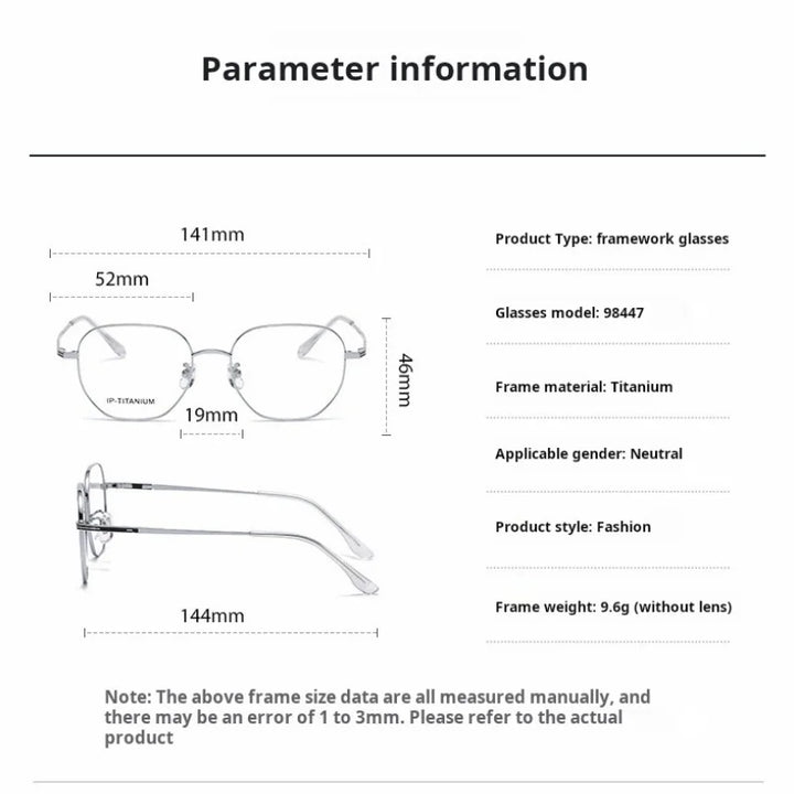 Xbora Unisex Full Rim Polygonal Brow Line Titanium Eyeglasses 998447