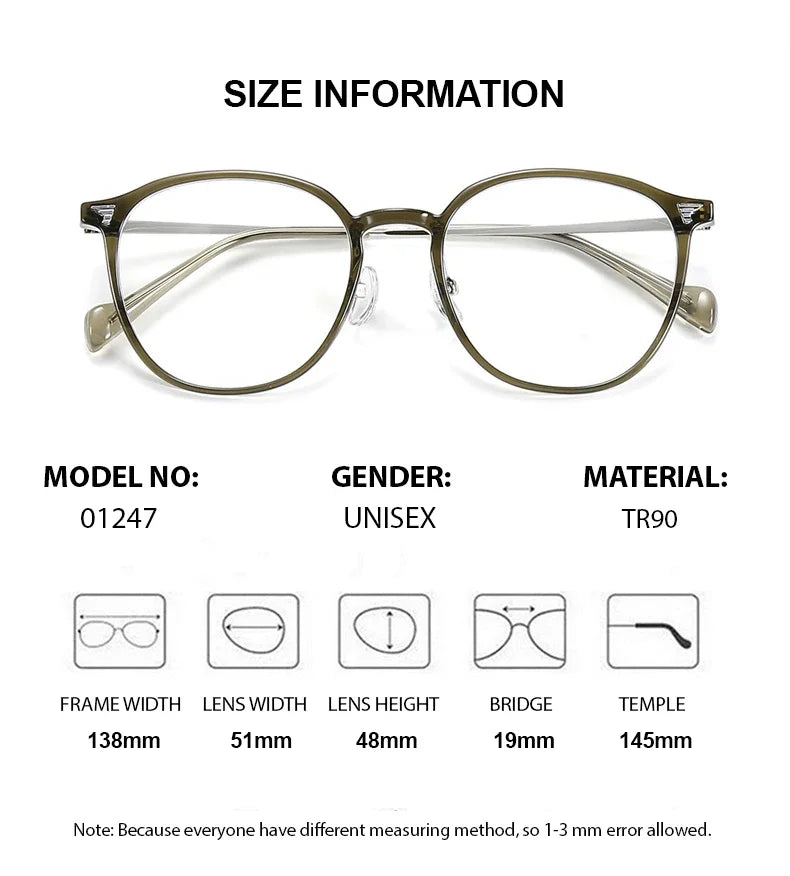 Summer Flower Women's Full Rim Round Tr 90 Titanium Eyeglasses 701247