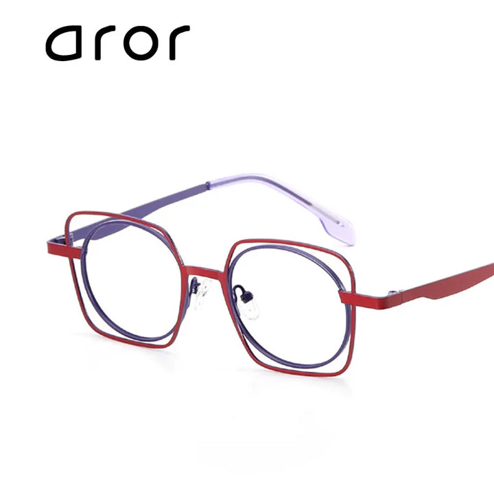 Aror Women's Full Rim Round Square Titanium Eyeglasses 45525 Full Rim Aror