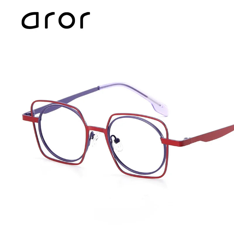 Aror Women's Full Rim Round Square Titanium Eyeglasses 45525 Full Rim Aror