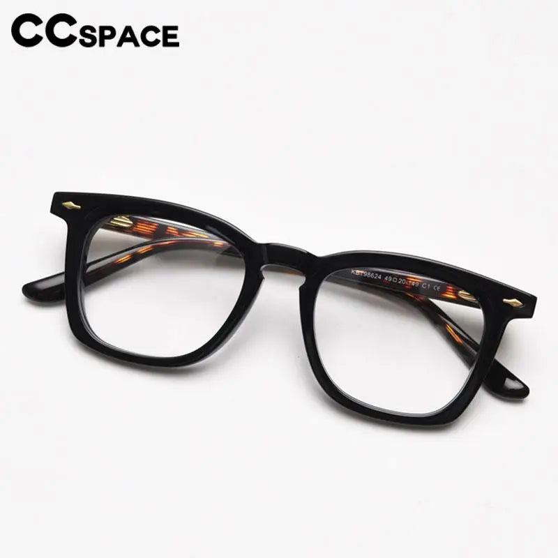 CCspace Unisex Full Rim Big Square Acetate Eyeglasses 57347 Full Rim CCspace   