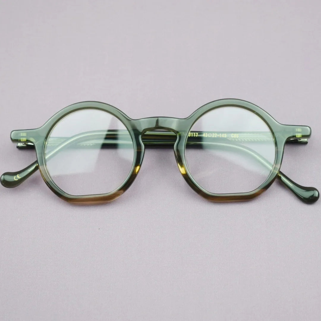 Hewei Women's Full Rim Flat Bottom Round Acetate Eyeglasses 913722