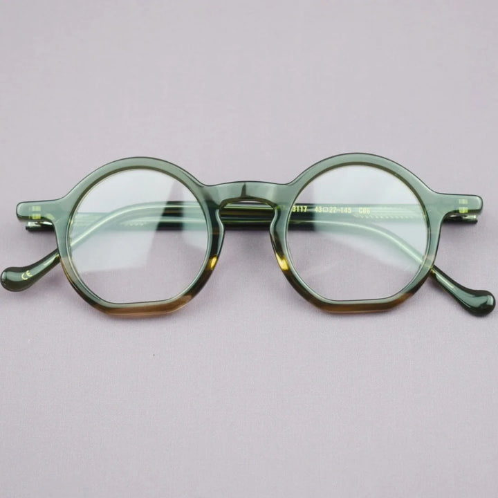 Hewei Women's Full Rim Flat Bottom Round Acetate Eyeglasses 913722