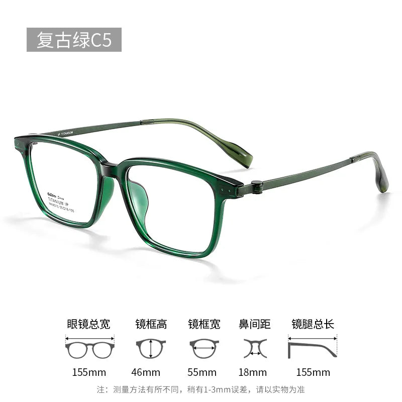 CCspace Men's Full Rim Big Square Acetate Titanium Eyeglasses 314981