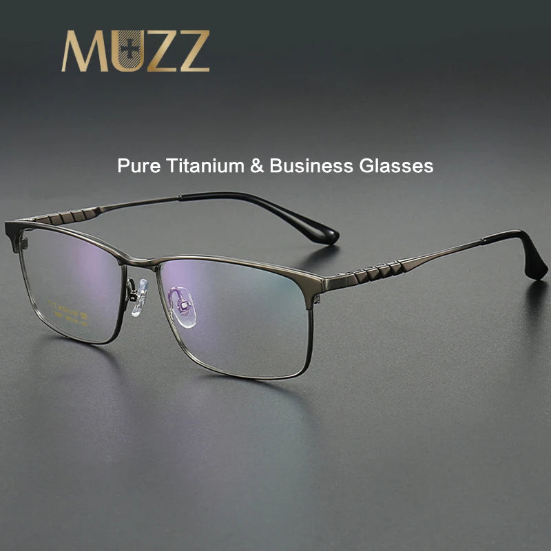 Muzz Men's Full Rim Brow Line Square Titanium Eyeglasses 82909