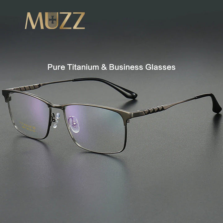 Muzz Men's Full Rim Brow Line Square Titanium Eyeglasses 82909
