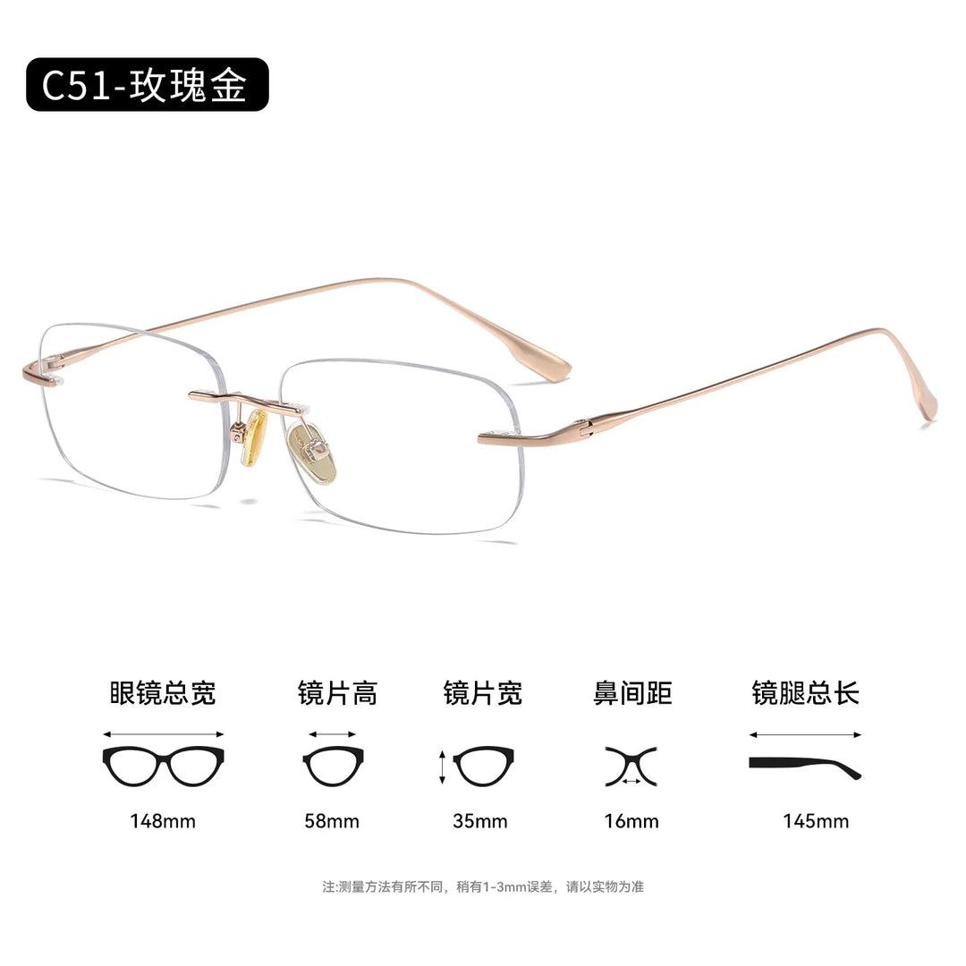 Bclear Women Rimless Square Titanium Eyeglasses SM-1135-63