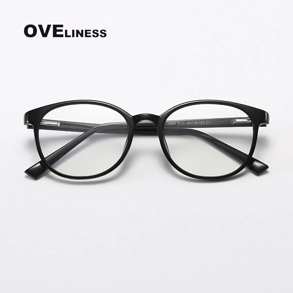 Oveliness Women's Full Rim Round Square Tr 90 Titanium Eyeglasses 398109