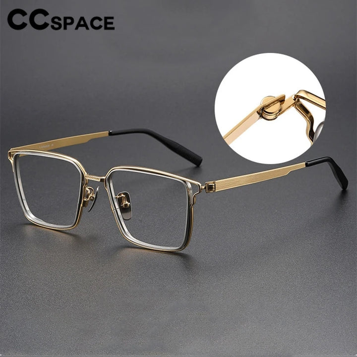 CCspace Unisex Full Rim Square Titanium Eyeglasses 301375 Full Rim CCspace   