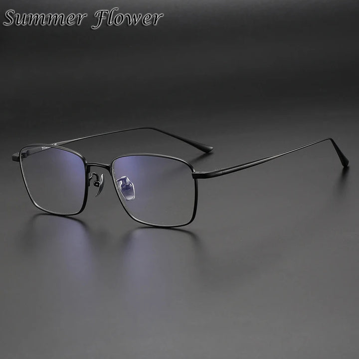 Summer Flower Men's Full Rim Polygon Square Titanium Eyeglasses 814040 Full Rim Summer Flower Black Gold