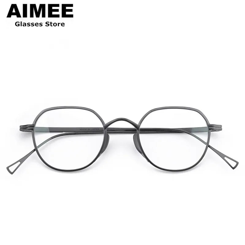 Aimee Unisex Full Rim Flat Top Oval Titanium Eyeglasses 141301 Full Rim Aimee   