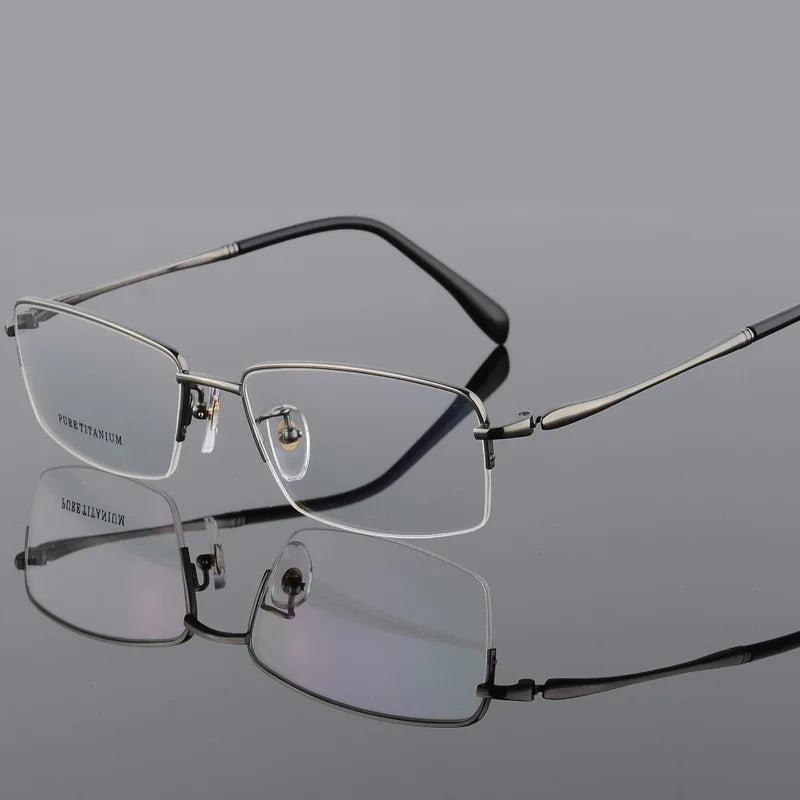 Bclear Men's Semi Rim Oversized Square Titanium Eyeglasses 82964